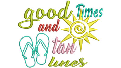 Embroidery Design: Good Times And Tan Lines 5.57w X 4.48h