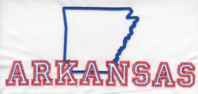Embroidery Design: Arkansas Outline and Name3.36" x 8.01"