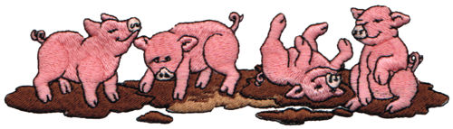 Embroidery Design: Pigs in Mud6.36" x 1.70"