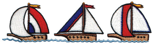 Embroidery Design: Sailboats6.17" x 1.68"