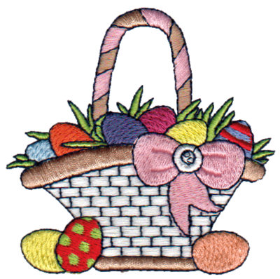 Embroidery Design: Basket of Eggs3.15" x 3.12"