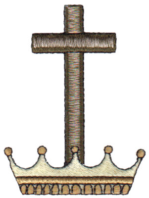 Embroidery Design: Cross & Crown2.59" x 3.42"