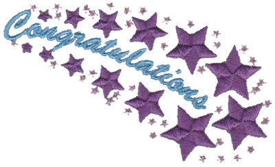 Embroidery Design: Congratulations - Starburst3.77" x 2.32"