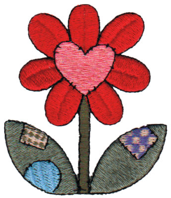 Embroidery Design: Heart Flower2.51" x 2.92"