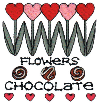 Embroidery Design: Flowers & Chocolate2.96" x 3.05"