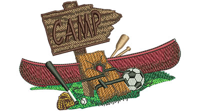 Embroidery Design: Let's Go To Camp Lg 4.50w X 3.10h