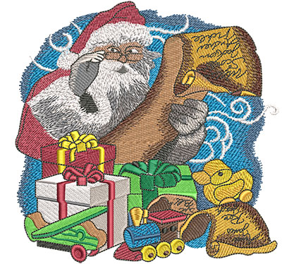 Embroidery Design: Santa Making A List Lg 6.02w X 5.95h