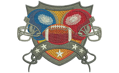 Embroidery Design: Football Helmets Crest Lg 4.52w X 3.81h