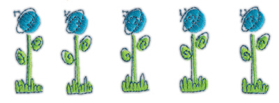 Embroidery Design: Row of Blue Flowers5.68" x 1.95"