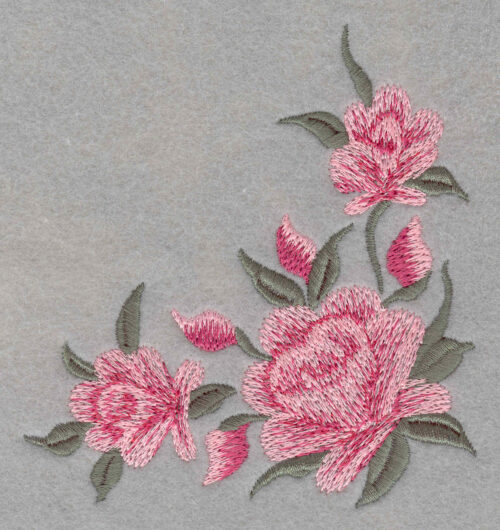 Embroidery Design: Roses Three Corner Large4.15w X 4.5h