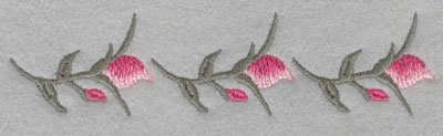 Embroidery Design: Three rose buds horizontal large 6.0"w X 1.5"h