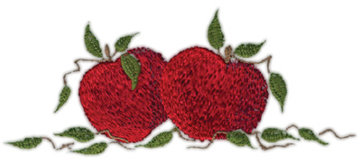 Embroidery Design: Two Apples (medium)5.75" x 2.36"