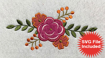 Embroidery Design: Flowers Applique 3.45w X 6.99h