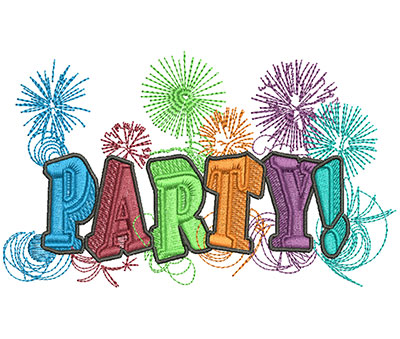 Embroidery Design: Party Type Lg 4.51w X 2.55h