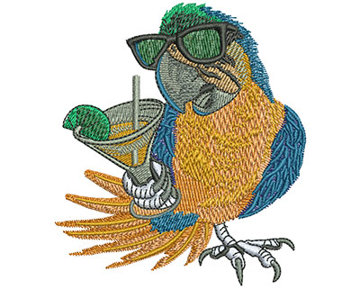 Embroidery Design: Party Time Parrot Lg 3.08w X 3.48h