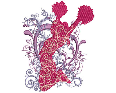 Embroidery Design: Cheerleader Jump And Swirl Lg 3.66w X 4.57h