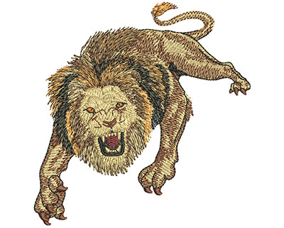 Embroidery Design: Lion Pounces Lg 3.88w X 4.01h