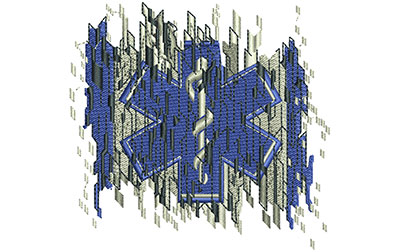 Embroidery Design: EMS Digital Flag Lg 3.51w X 3.33h