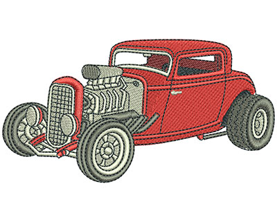 Embroidery Design: Hot Rod Coupe Lg 4.52w X 2.38h