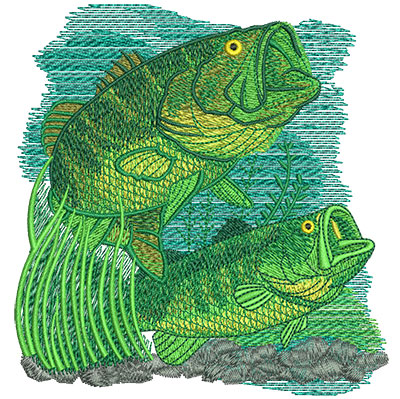 Embroidery Design: Two Bass Lg 4.51w X 4.79h