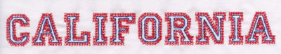 Embroidery Design: California Name1.00" x 8.02"