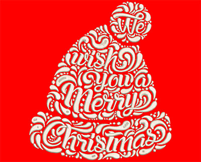 Embroidery Design: We Wish You A Merry Christmas Lg 7.36w X 8.19h