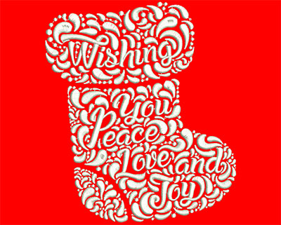 Embroidery Design: Wishing You Peace Love And Joy Lg 5.78w X 6.69h