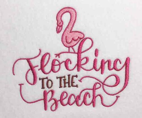 Embroidery Design: Flocking To The Beach Lg 6.43w X 5.64h