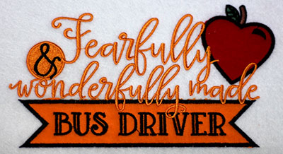 Embroidery Design: Fearfully Bus Driver Applique Lg 7.52w X 4.41h