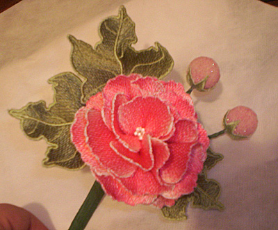 Embroidery Design: Confederate-Rose 3D Flower6.94" x 4.97"