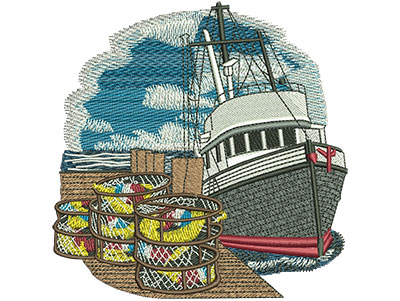 Embroidery Design: Crabbing Lg 4.33w X 4.43h