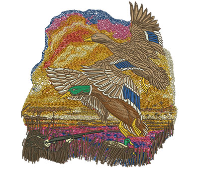 Embroidery Design: Ducks Take Flight Lg 7.48w X 7.88h