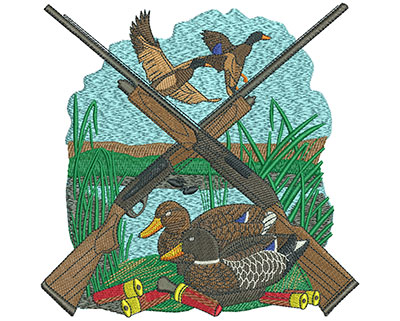Embroidery Design: Duck Hunting Layout Lg 5.97w X 5.91h