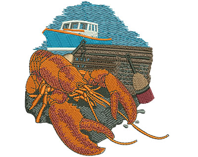 Embroidery Design: Lobster Catch Lg 4.12w X 4.49h