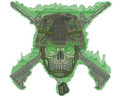 Embroidery Design: Skull Army Helmet Lg 8.07w X 7.45h