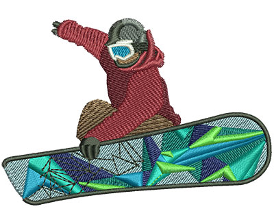 Embroidery Design: Snowboarder Lg 3.51w X 2.44h