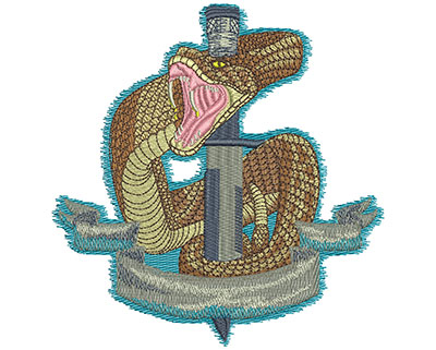 Embroidery Design: Dagger and Snake Lg5.37w X 5.53h