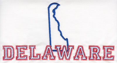 Embroidery Design: Delaware Outline and Name4.15" x 8.02"