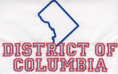 Embroidery Design: District of Columbia Outline and Name5.09" x 8.02"