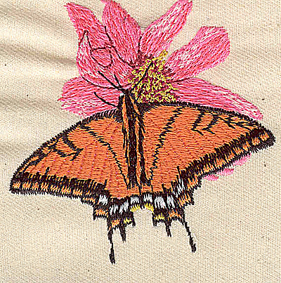 Embroidery Design: Flower and butterfly 2.63w X 2.75h
