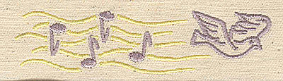 Embroidery Design: Dove with musical notes 3.69w X 0.94h