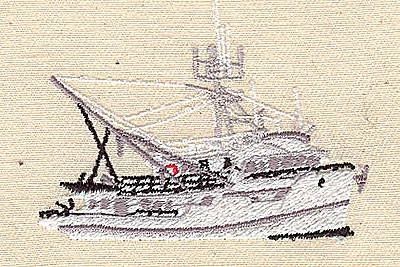 Embroidery Design: Fishing trawler 2.44w X 2.00h