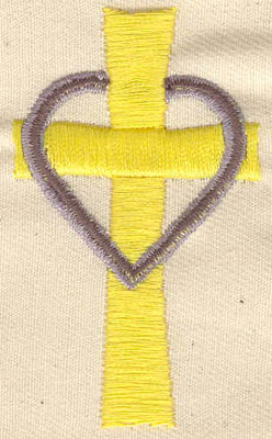 Embroidery Design: Cross with heart 1.44w X 2.44h
