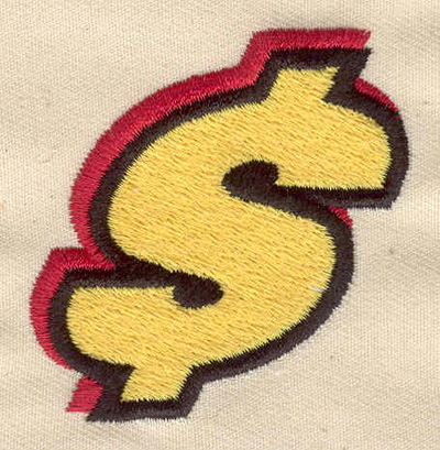 Embroidery Design: Dollar sign 1.94w X 2.00h