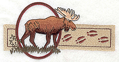 Embroidery Design: Moose with hoof prints 5.94w X 3.13h