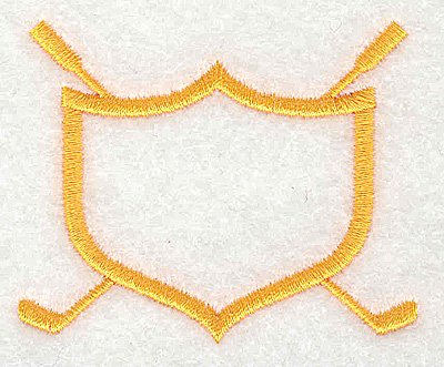 Embroidery Design: Shield with crossed golf clubs 2.50w X 2.06h