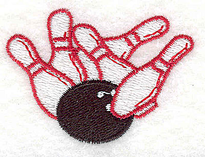 Embroidery Design: Bowling ball and pins 2.13w X 1.50h