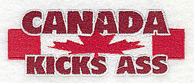 Embroidery Design: Canada Kicks Ass 4.19w X 1.56h