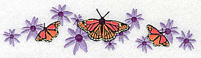 Embroidery Design: Flowers and butterflies 6.88w X 1.75h