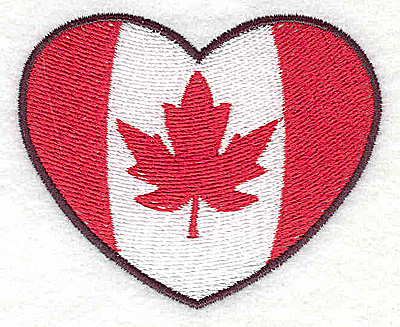Embroidery Design: Canadian flag in heart 2.94w X 2.44h